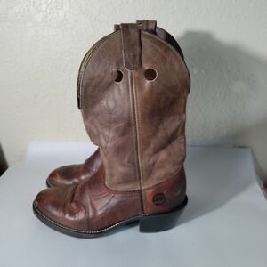Double H Buckaroos Brown Leather Men's Size 9 D Pull On Boots Made in USA